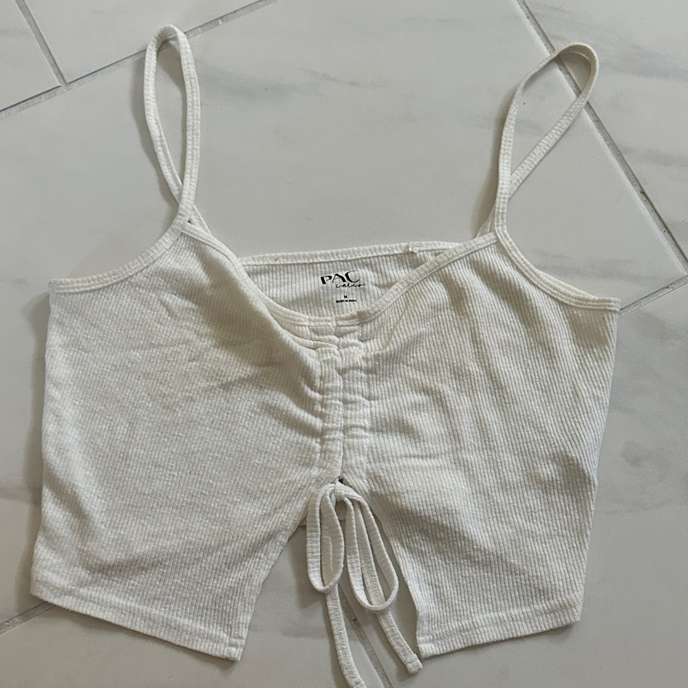White Ribbed Crop Top